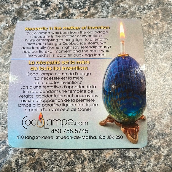Coco lampe. Original packaging available.  Hand painted duck egg on turtle base - Picture 3 of 11